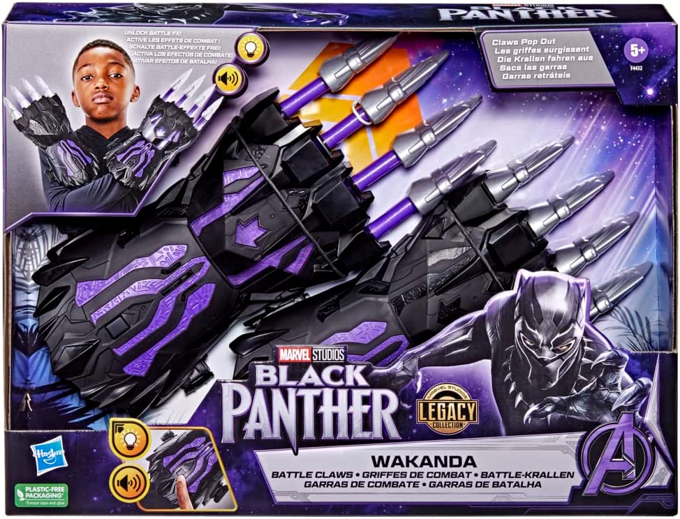 Marvel Studios 的黑豹 Legacy Wakanda FX 战爪带灯光和声音、角色扮演、超级英雄玩具，适合 5 岁及以上儿童