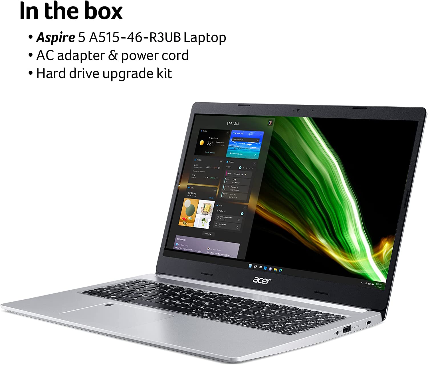 宏碁 Aspire 5 A515-46-R3UB | 15.6 英寸全高清 IPS 显示屏 | AMD Ryzen 3 3350U 四核移动处理器 | 4GB DDR4 | 128GB NVMe SSD | WiFi 6 | 背光 KB | FPR | Amazon Alexa | Windows 11 Home S 模式