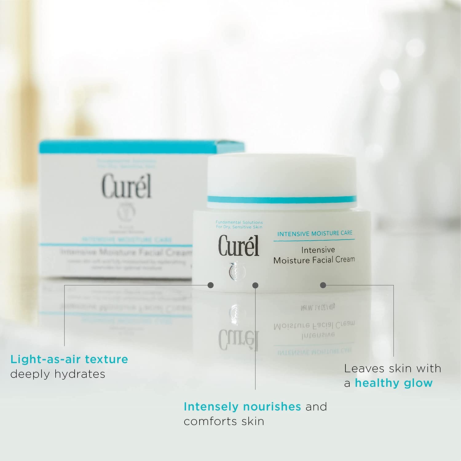Curel Japanese Skin Care 强效面部保湿霜，适合干性至极干性敏感肌肤的面部乳液，男女皆宜，抗衰老，无香精，抗皱日本护肤品，1.4 盎司