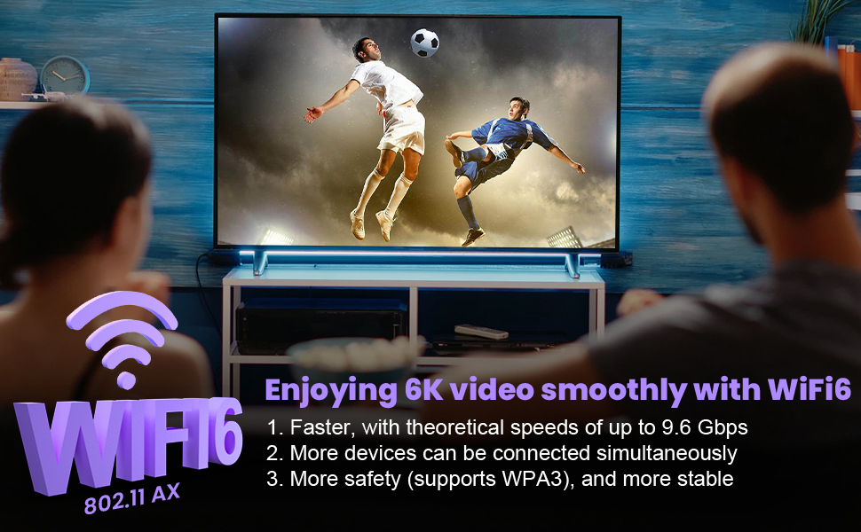 安卓电视盒 12 2GB 16GB WiFi6 2.4G 5.8G 6k 电视盒 H618 芯片组支持 HDR10 BT5.0 USB 2.0 以太网 LAN 3D 带迷你背光键盘
