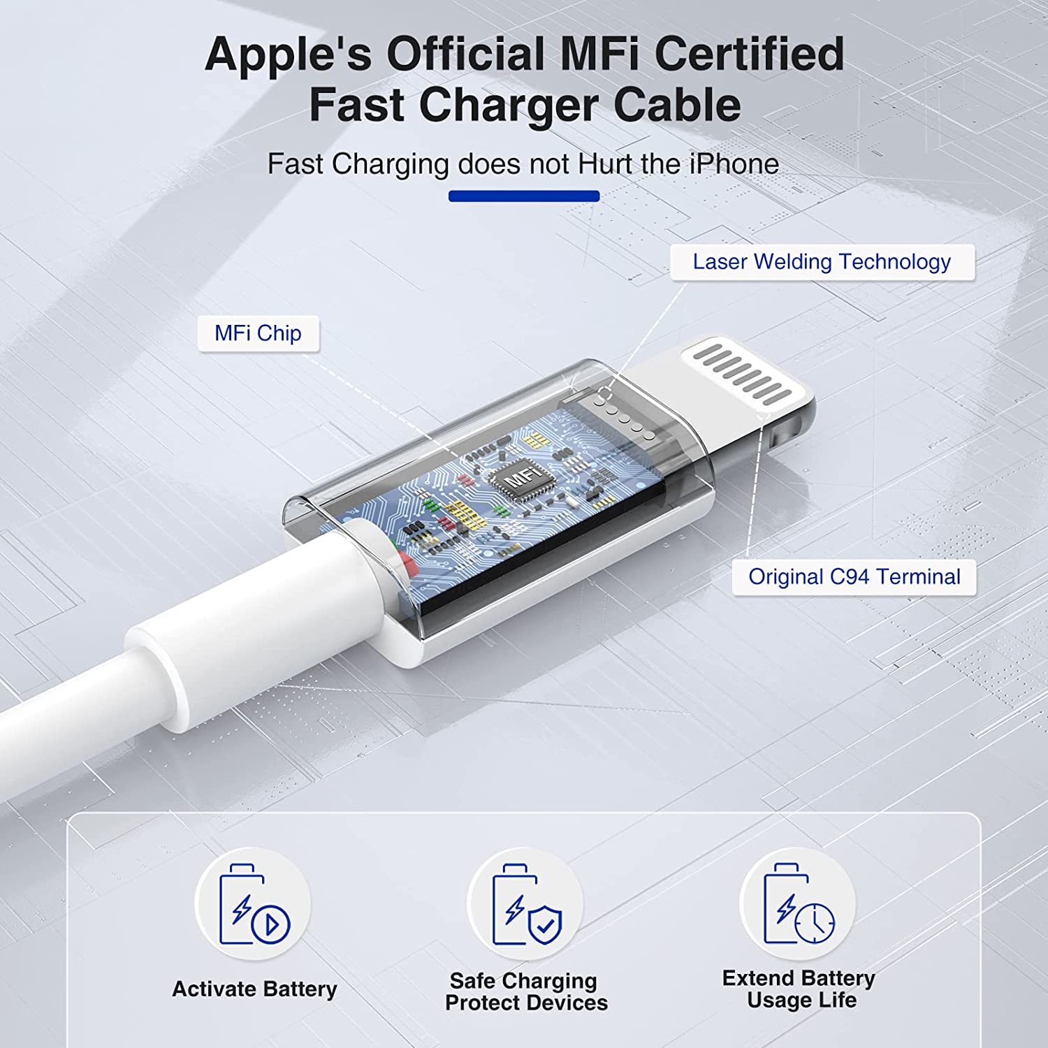iPhone 14 13 12 快速充电器，[2 件装] Apple 14 13 充电器座，带 (2×6FT) USB C 至闪电数据线快速充电，适用于 Apple iPhone 14/13/12/11 Pro Max/XS/SE 的 USB C 型壁式充电器/iPad/AirPods