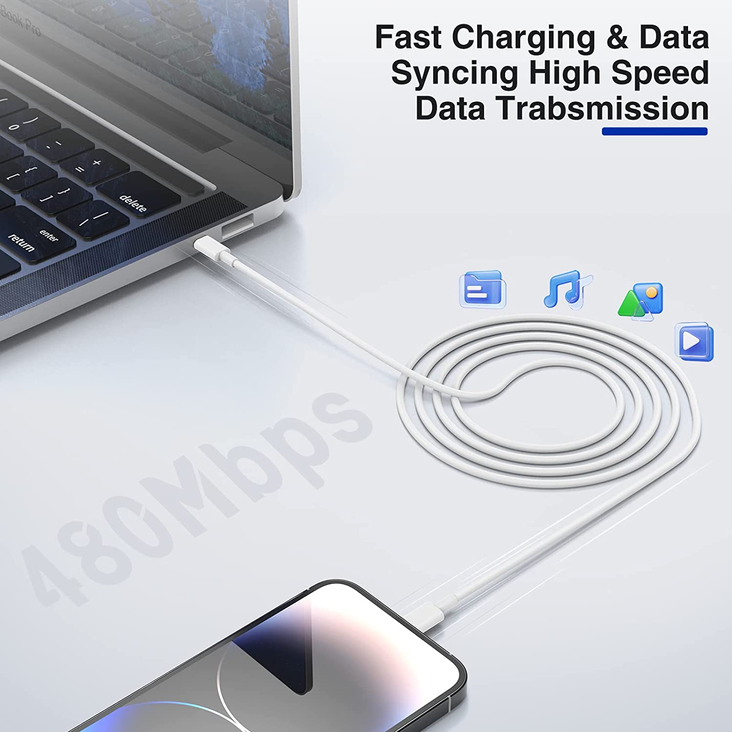 iPhone 14 13 12 快速充电器，[2 件装] Apple 14 13 充电器座，带 (2×6FT) USB C 至闪电数据线快速充电，适用于 Apple iPhone 14/13/12/11 Pro Max/XS/SE 的 USB C 型壁式充电器/iPad/AirPods