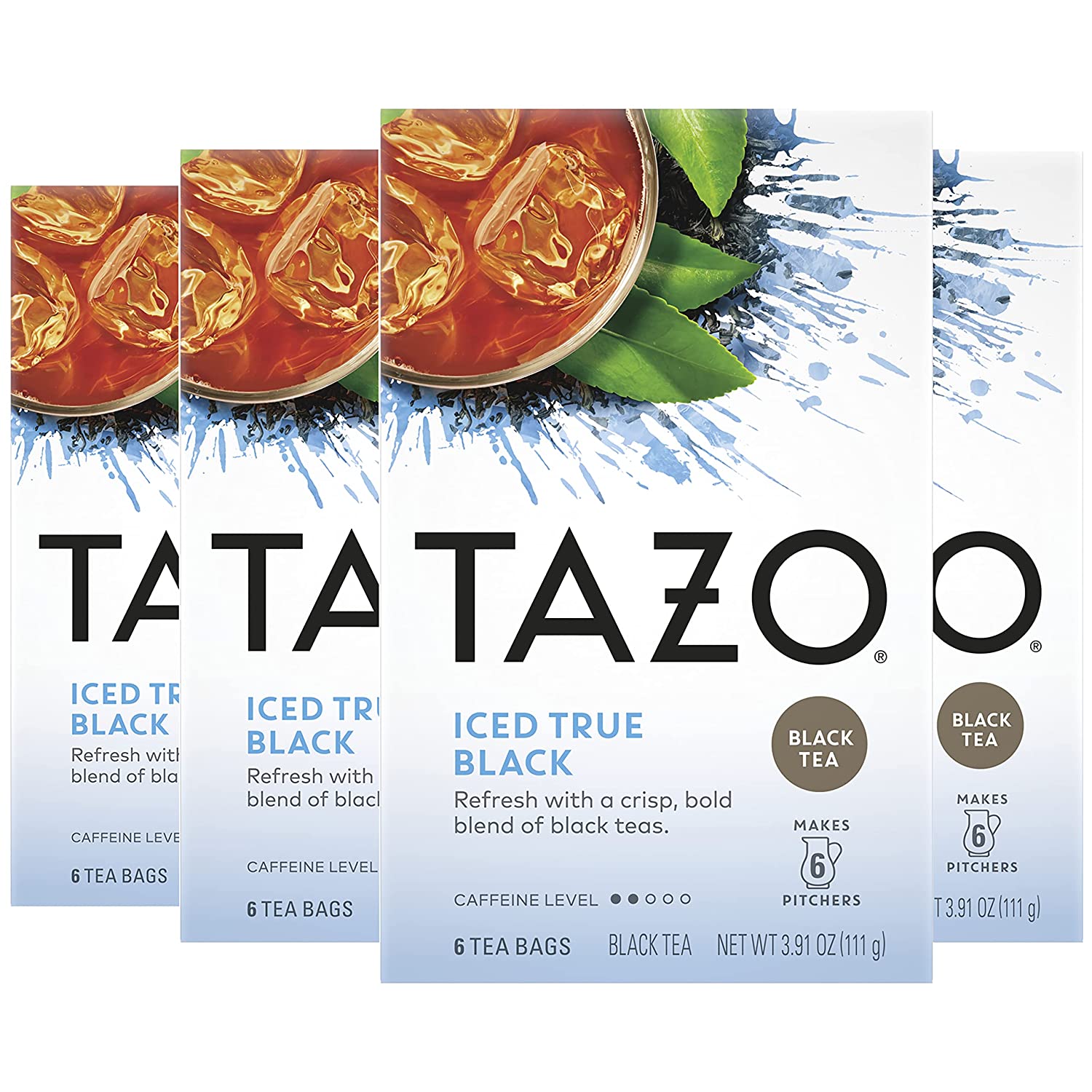Tazo 茶袋，冰镇真黑，6 片装（4 件装）- 包装可能有所不同