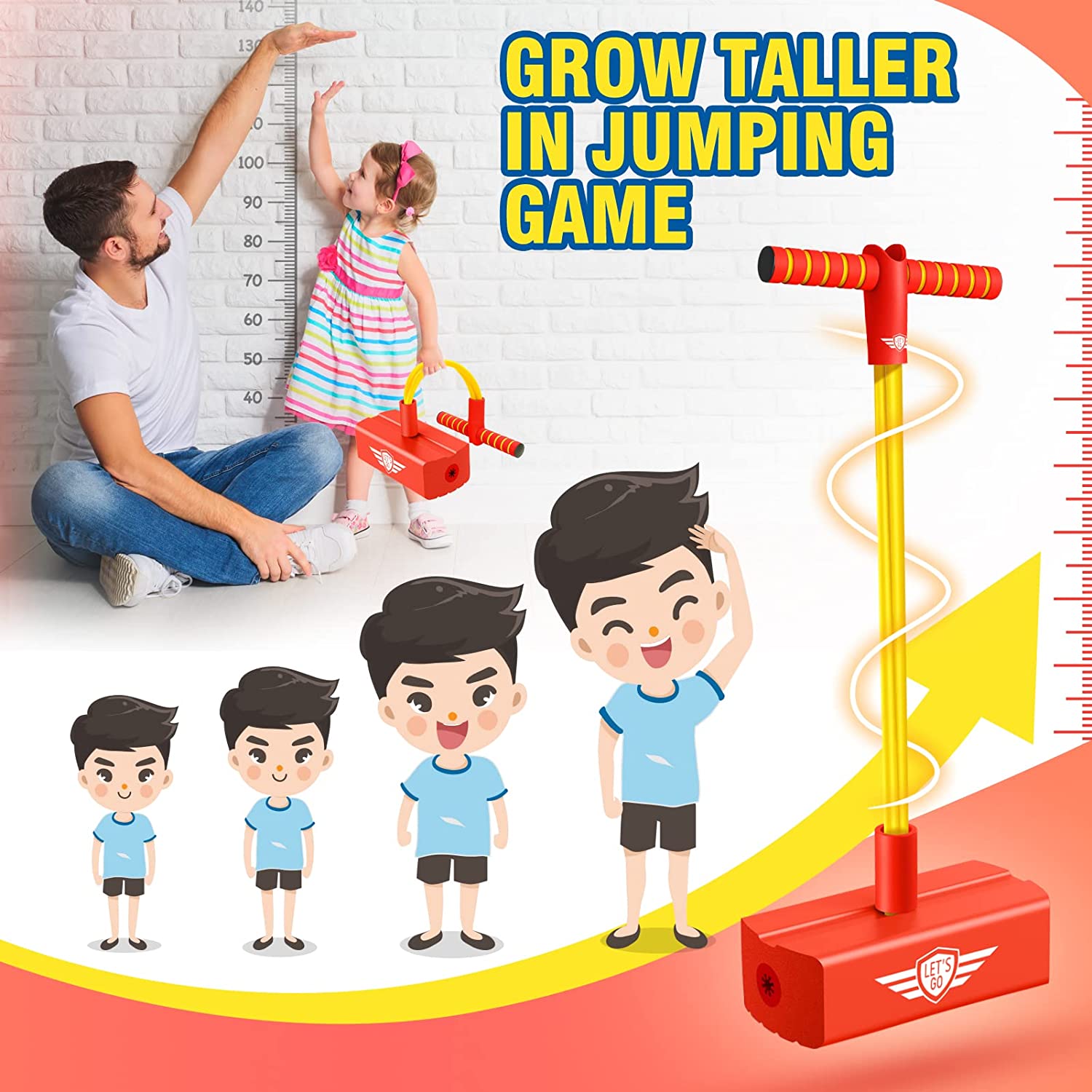 CUUGO 让我们走吧！ CG Pogo Stick Pogo 儿童套头衫，适合 3-12 岁男孩女孩的玩具户外玩具室内玩具趣味礼物圣诞袜填充物礼物 - 运动有助于长高