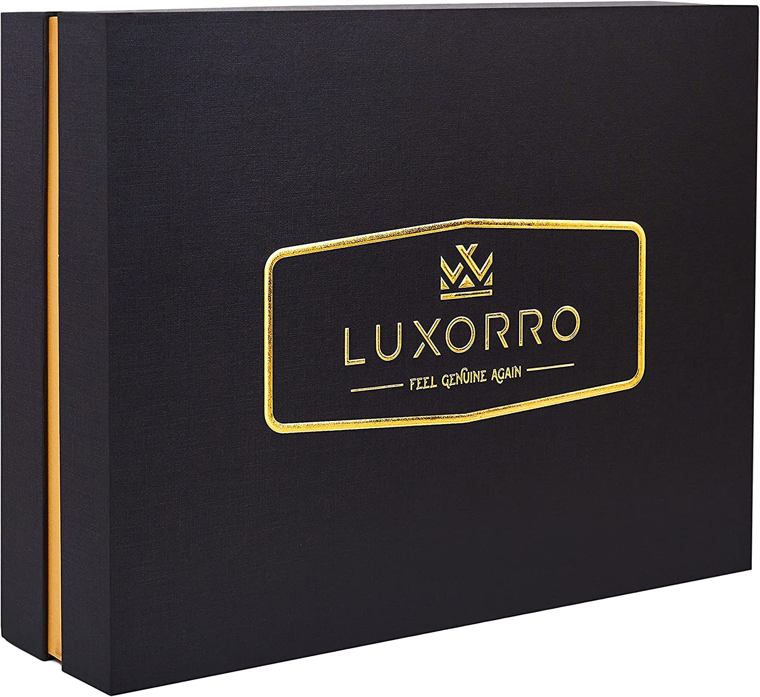 Luxorro 全粒面皮革男式公文包，手工皮革男式笔记本电脑包，带多个隔层和黄铜硬件，送达优雅礼盒，适合 15.6 英寸笔记本电脑