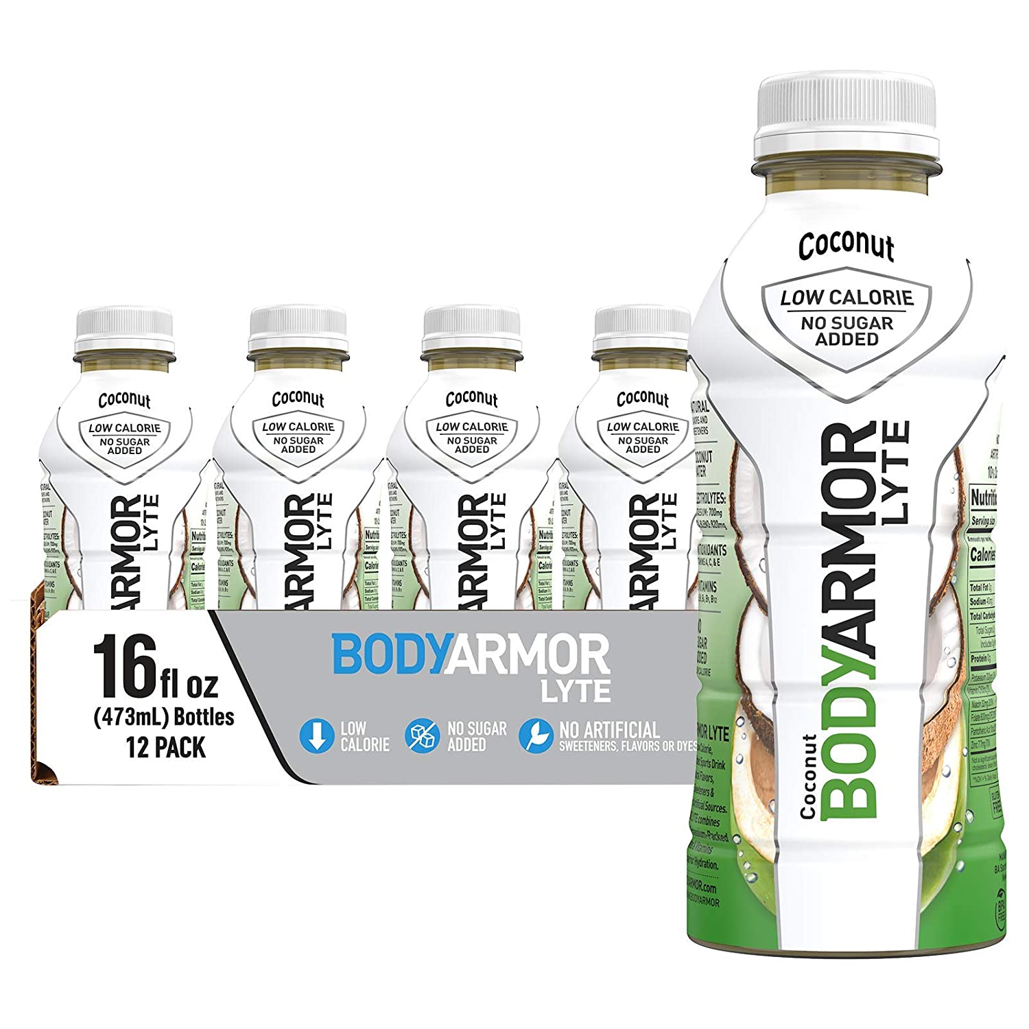 BODYARMOR LYTE 运动饮料低热量运动饮料，猕猴桃草莓，含维生素的天然香料，富含钾的电解质，非常适合运动员，16 液体盎司（12 件装）
