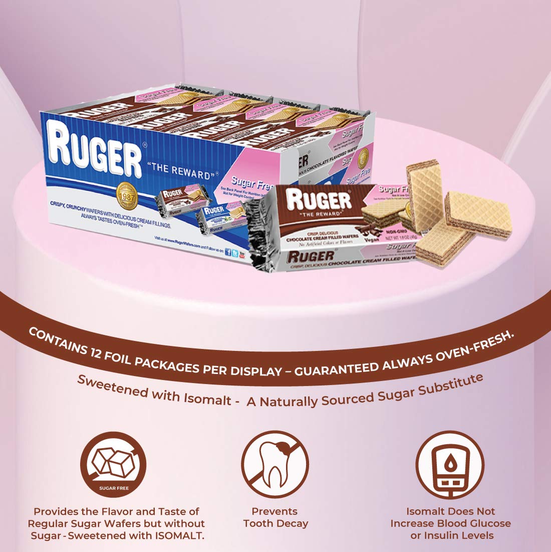 RUGER 无糖巧克力薄饼 1.6 盎司（12 包）